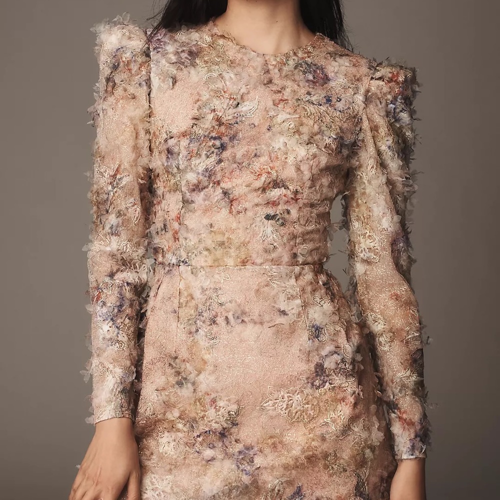 Elegant Floral Long Sleeve Embellished Dress Helsi Irina Anthropologie
